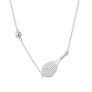 LoveMatch Tennis Ace Racquet and Ball Silver Necklace