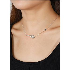 LoveMatch Tennis Ace Racquet and Ball Silver Necklace