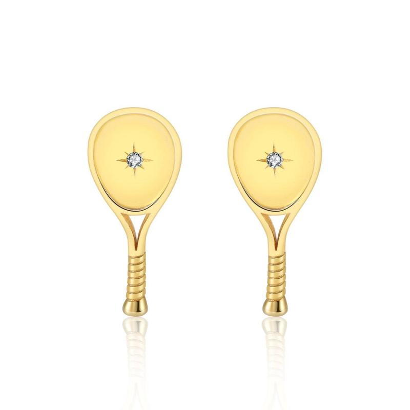 LoveMatch Tennis Racquet Stud Earrings Gold