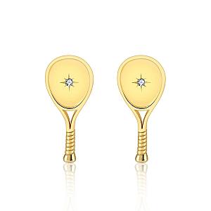 LoveMatch Tennis Racquet Stud Earrings Gold