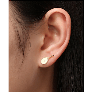 LoveMatch Tennis Racquet Stud Earrings Gold