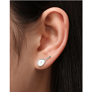 LoveMatch Tennis Racquet Stud Earrings Silver