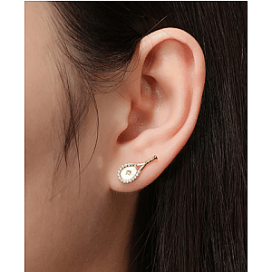 LoveMatch Tennis Racquet Bling Stud Earrings Gold