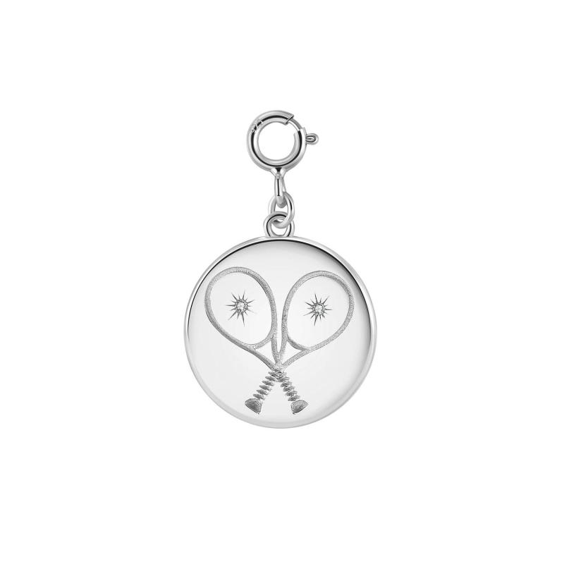 LoveMatch* Tennis Heart Disc Charm Silver