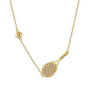 LoveMatch Tennis ACE Bling Gold Racquet and Ball Necklace