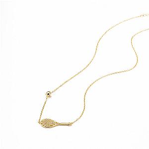 LoveMatch Tennis ACE Bling Gold Racquet and Ball Necklace