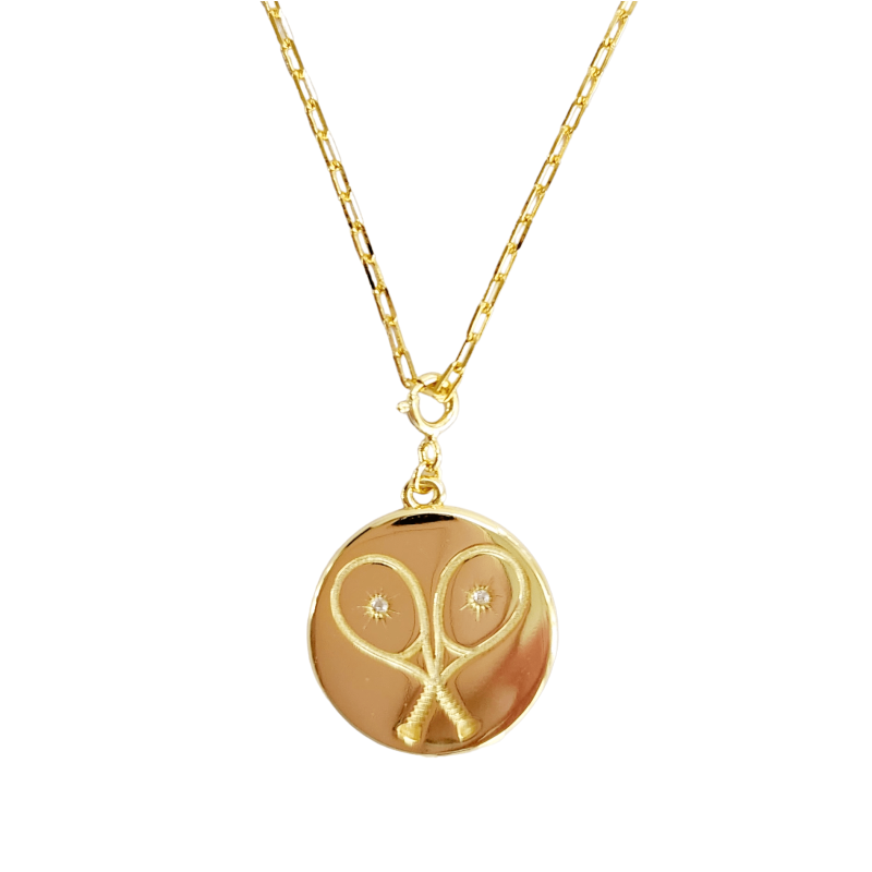 LoveMatch* Tennis Heart Pendant Necklace Gold