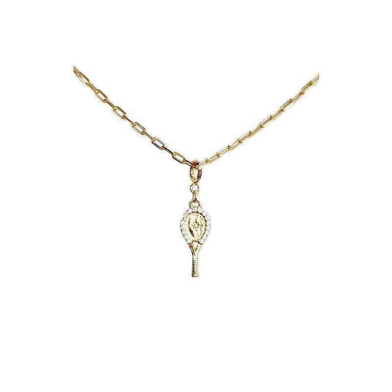 LoveMatch Tennis Racquet Pendant Necklace Gold