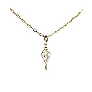 LoveMatch Tennis Racquet Pendant Necklace Gold
