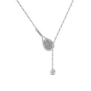 LoveMatch Tennis Lariat Bling Racquet and Ball Necklace Silver