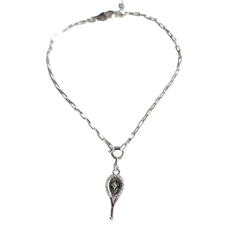 LoveMatch Tennis Racquet Charm Bracelet Silver