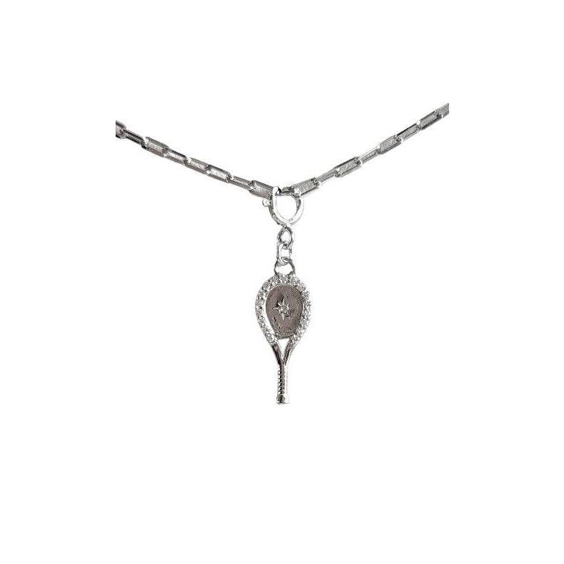 LoveMatch Tennis Racquet Pendant Necklace Silver