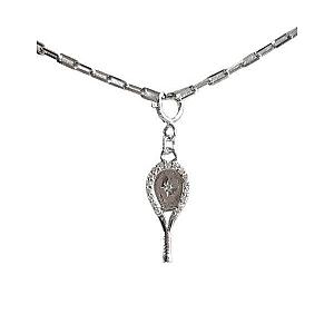 LoveMatch Tennis Racquet Pendant Necklace Silver