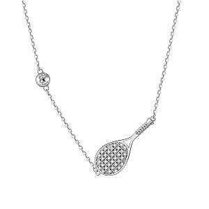 LoveMatch Tennis ACE Bling Silver Racquet and Ball Necklace