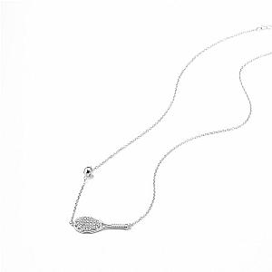 LoveMatch Tennis ACE Bling Silver Racquet and Ball Necklace