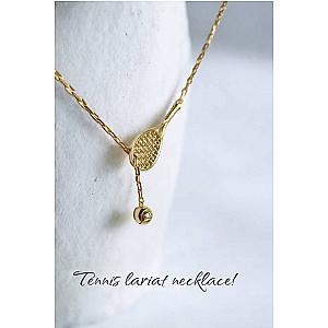 Lovematch Tennis Lariat Racquet And Ball Necklace Gold