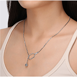 Pickleball Lariat Silver Paddle & Ball Necklace