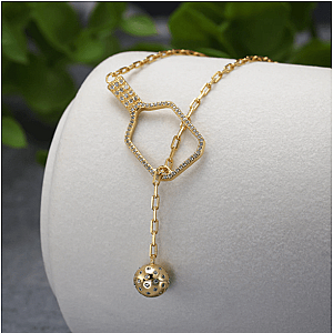 Pickleball Lariat PLUS Gold Paddle and Ball Necklace