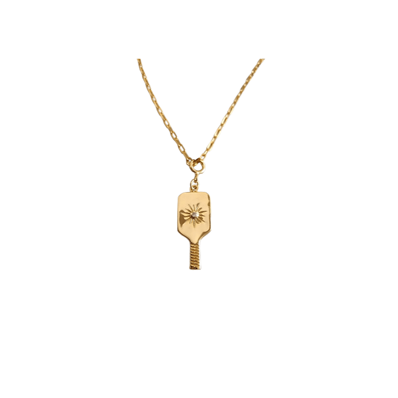 Pickleball Paddle Charm Gold Necklace