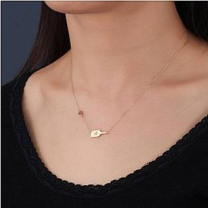 Pickleball Dinker FINE Necklace Solid 14k Gold with Diamond