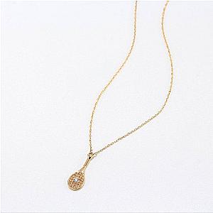 Tennis Sweet Love FINE Racquet Necklace 14k Gold with Diamond