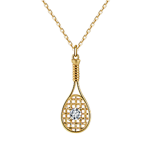 LoveMatch Tennis Baby Love Racquet & Ball Pendant Necklace in Gold