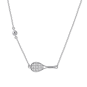 LoveMatch Tennis BABY ACE Silver Racquet and Ball Necklace