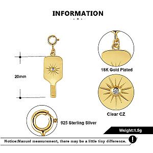 Pickleball Dainty Paddle Charm Gold