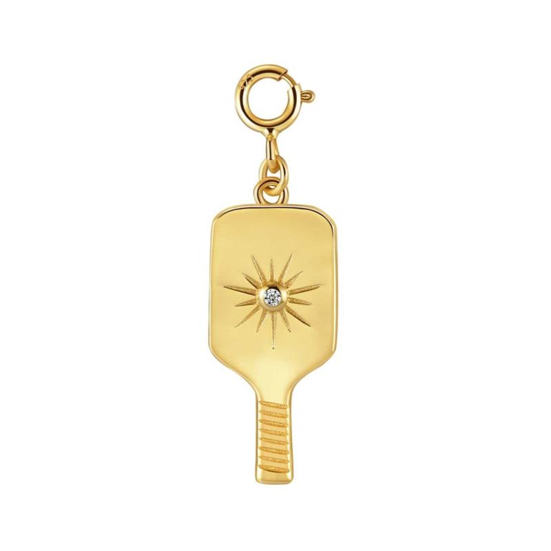 Pickleball Grande Paddle Pendant Charm Gold