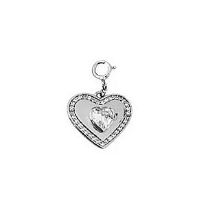 Pickleball* Heart Charm Silver