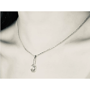 Pickleball Solitaire Paddle and Stone Silver  Necklace