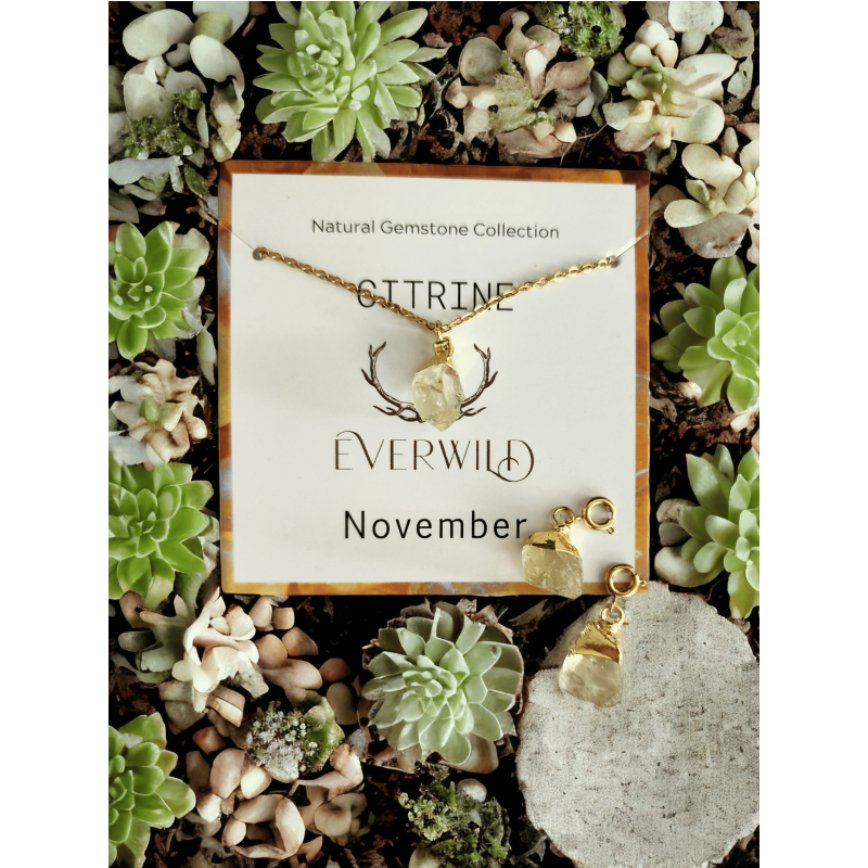 Everwild* Raw Natural Gemstone Nugget Birthstone Necklace - November Citrine
