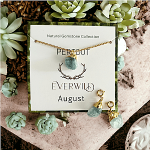 Everwild* Raw Natural Gemstone Nugget Birthstone Necklace - August Peridot