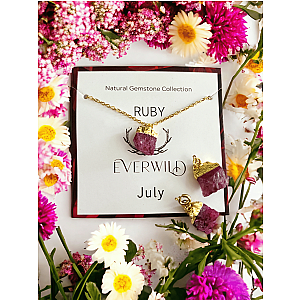 Everwild* Raw Natural Gemstone Nugget Birthstone Necklace - July Ruby