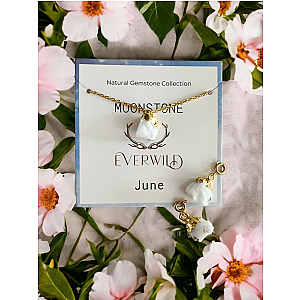 Everwild* Raw Natural Gemstone Nugget Birthstone Necklace for Women - June Moonstone