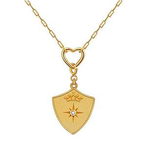 Saints and Saviors Shield Crown Pendant Heart Necklace