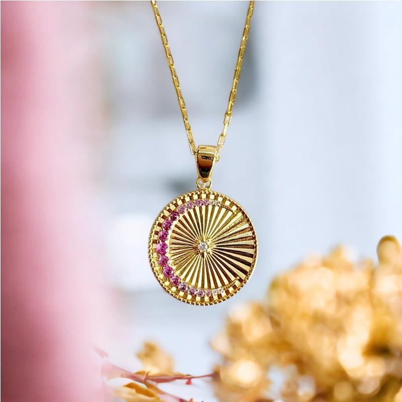 Saints and Saviors Over The Moon Pink Pendant Necklace