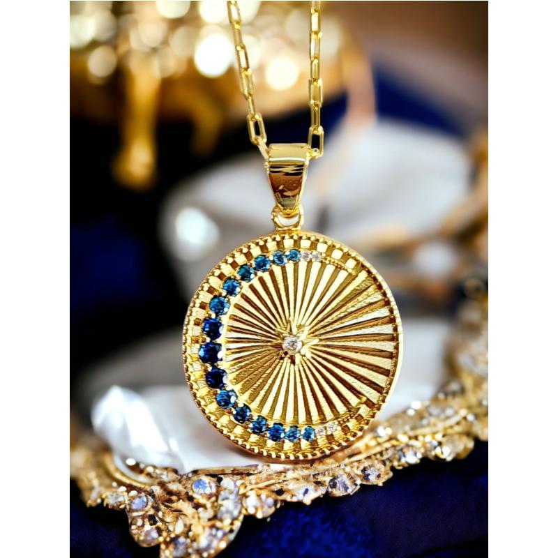 Saints and Saviors Over The Moon Blue Pendant Necklace