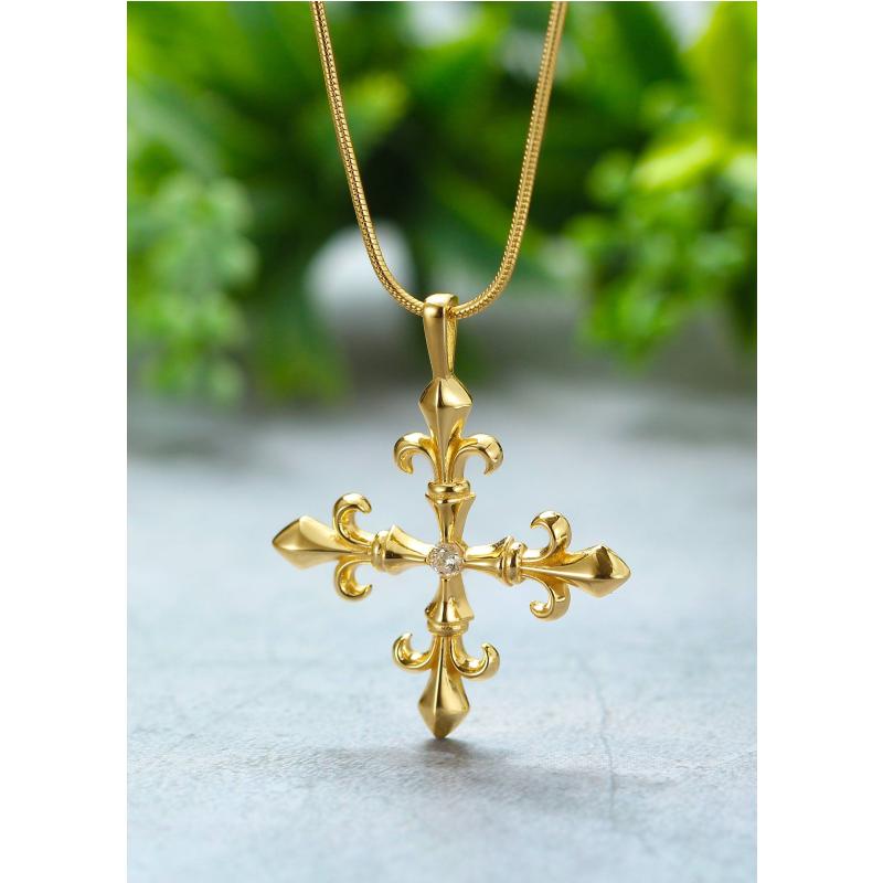 Saints and Saviors Fleur Madrigal Cross Necklace in Gold