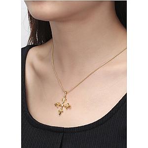 Saints and Saviors Fleur Madrigal Cross Necklace in Gold