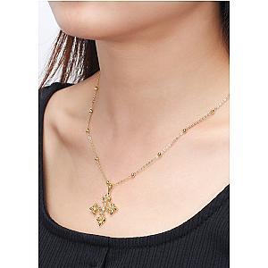Saints and Saviors Fleur De Lis Deni Cross Necklace Gold