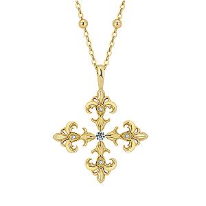 Saints and Saviors Fleur De Lis Deni Cross Necklace Gold