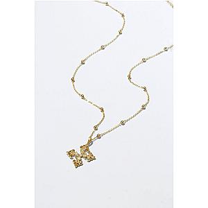 Saints and Saviors Fleur De Lis Deni Cross Necklace Gold