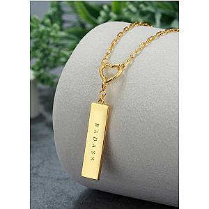 Touchstone* Badass Heart Pendant Necklace Gold
