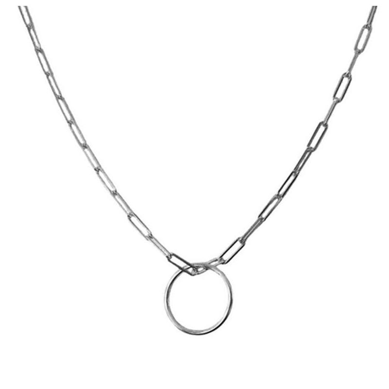 YOUnique* 30-inch Clip Link Ring Necklace Silver