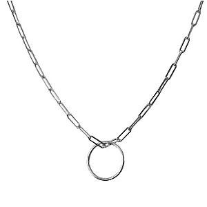 YOUnique* 30-inch Clip Link Ring Necklace Silver