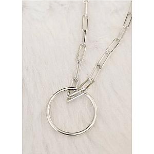 YOUnique* 30-inch Clip Link Ring Necklace Silver