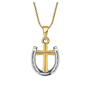 Saints and Saviors Rider's Prayer Two-Tone Gold Clip Chain Necklace