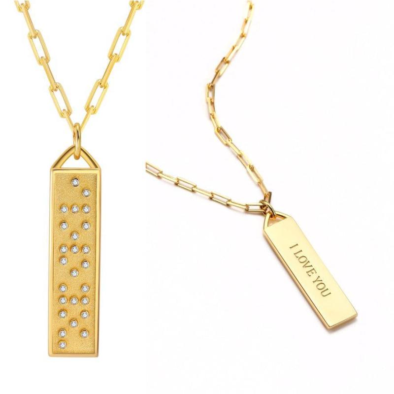 Touchstone* I Love You Bar Necklace Gold