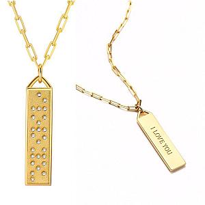 Touchstone* I Love You Bar Necklace Gold